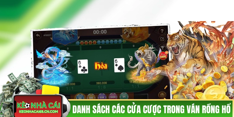 Luật Chơi Rồng Hổ - Game Bài Đơn Giản Bậc Nhất Giới Casino 4 Danh sách các cửa cược trong ván chơi Rồng Hổ